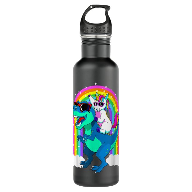 Bouteille D'eau Unicorn Riding Trex Dinosaur Girls Boys Kids Men 1 (Devant)