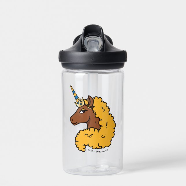 Bouteille D'eau Unicorne Afro Jaune (Avant)