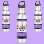 Bouteille D'eau Unicorne Personnalisée Retour À L'École<br><div class="desc">Unicorne personnalisée Retour à l'école bouteille en acier inoxydable. Customisez-le avec votre nom pour un look chic girly unique.</div>