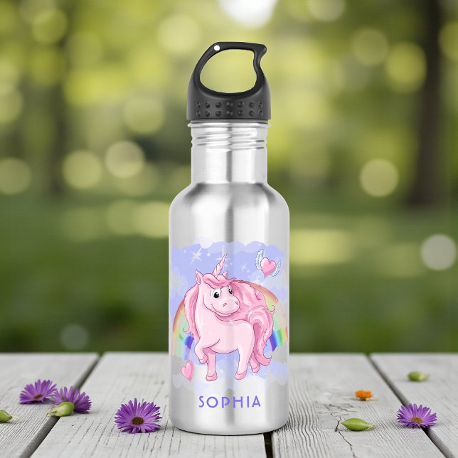 Bouteille D'eau Unicorne rose mignonne Arc-en-ciel moderne fille N (Créateur téléchargé)
