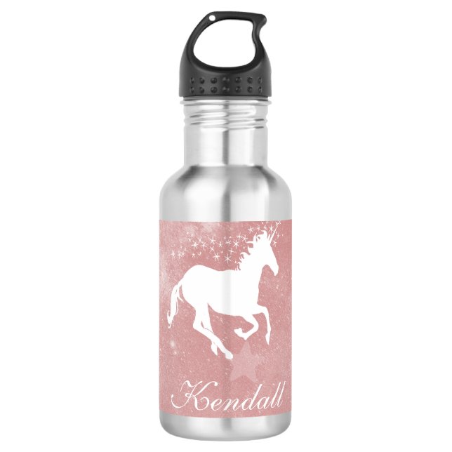 Bouteille D'eau Unicorne rose personnalisée (Devant)