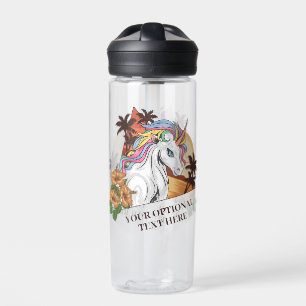 Bouteille D'eau Unicorne Tropical Texte Personnalisé