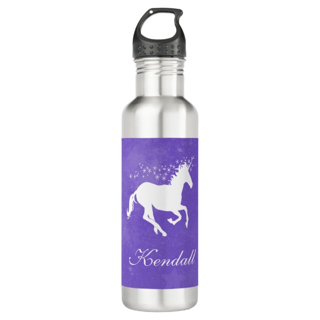 Bouteille D'eau Unicorne violette personnalisée (Devant)