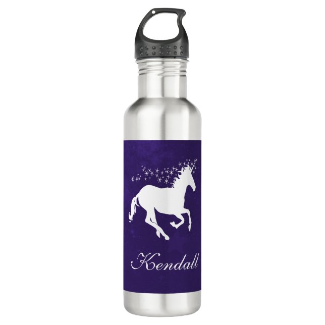 Bouteille D'eau Unicorne violette personnalisée (Devant)