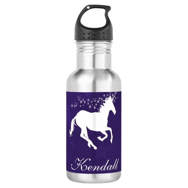 Bouteille D'eau Unicorne violette personnalisée (Devant)