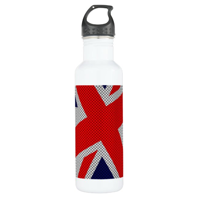 Bouteille D'eau Union Jack sur l'impression en fibre de carbone (Devant)