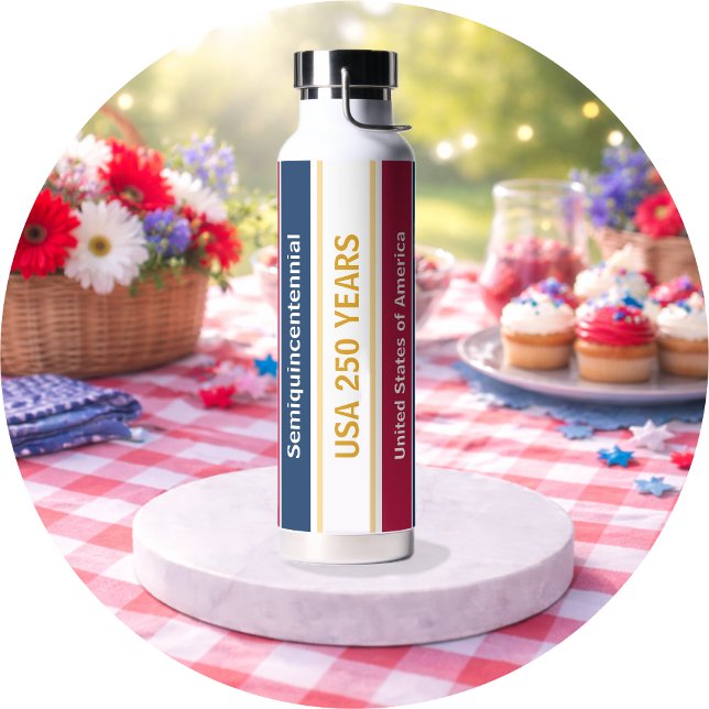 Bouteille D'eau USA 250 Years Semiquincentennial Patriotic Stripes (Créateur téléchargé)