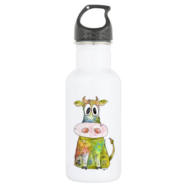 Bouteille D'eau Vache blanche couleur blanc mignon (Devant)