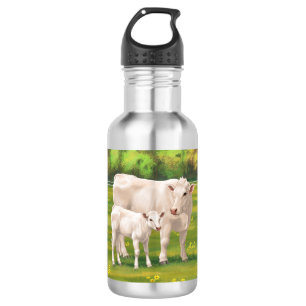 Bouteille D'eau Vache Charolais Blanche & Boeuf de veau Cupide