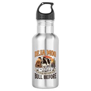 Bouteille D'eau Vache drôle Deja Moo Création de chemise western v