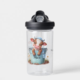 Bouteille D'eau Vache mignonne dans un seau 1ère classe Nom person