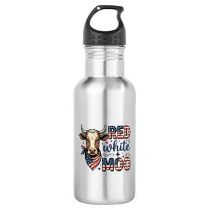 Bouteille D'eau Vache Patriotique Rouge Blanc Moo Chemise 4 Juille
