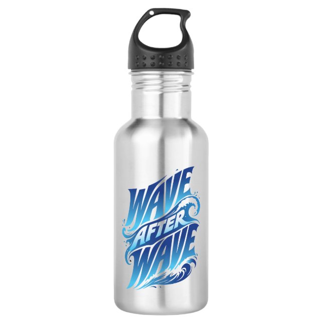 Bouteille D'eau Vague après vague | Été bleu océan (Devant)