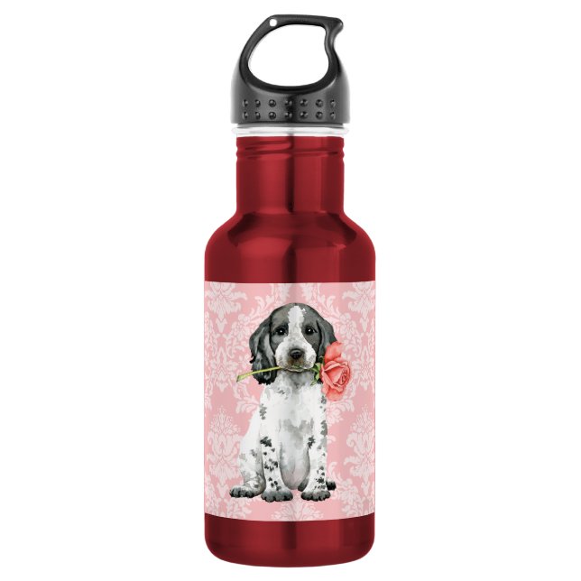 Bouteille D'eau Valentine Rose Anglais Cocker Spaniel Water Bottle (Devant)