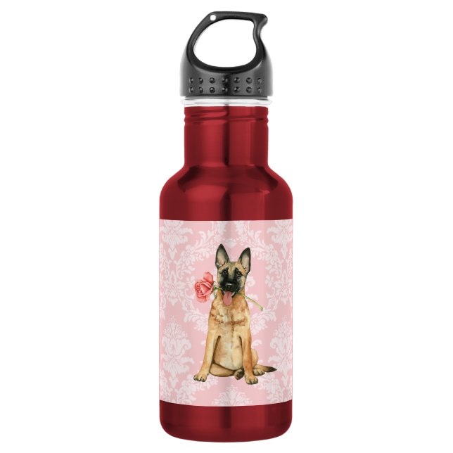 Bouteille D'eau Valentine Rose Malinois (Devant)