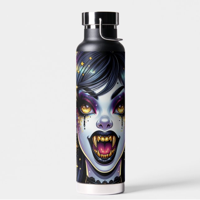Bouteille D'eau Vampire avec Gold Fangs Pleine lune Halloween Part (Gauche)