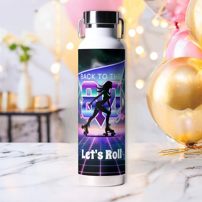 Bouteille D'eau Vaporwave Roller Skate fête d'anniversaire (Créateur téléchargé)