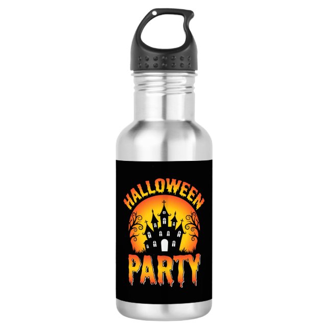 Bouteille D'eau Vecteur de fête de maison hantée Halloween (Devant)