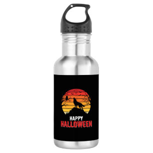 Bouteille D'eau Vecteur de loup de coucher de soleil Halloween heu