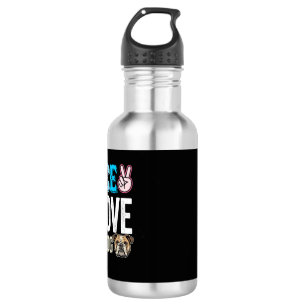 Bouteille D'eau Vecteur Peace Love Bulldog