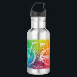 Bouteille D'eau Vélo arc-en-ciel coloré clair Personnalisé<br><div class="desc">Belle bouteille d'eau personnalisée à vélo multicolore art.</div>