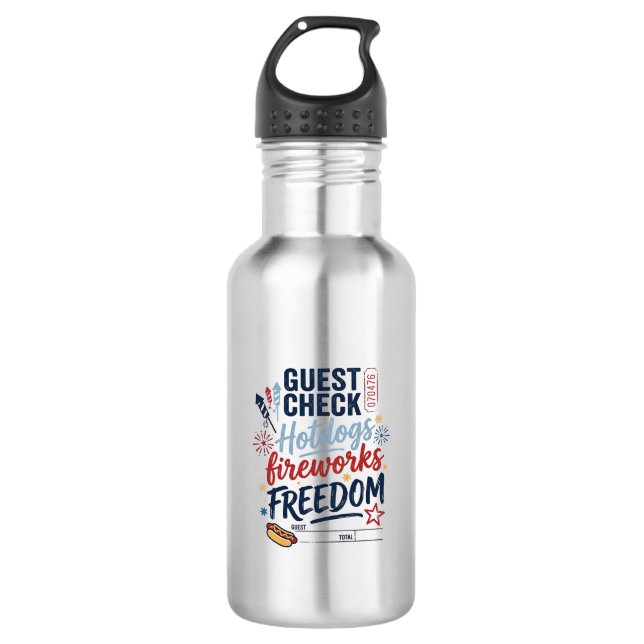 Bouteille D'eau Vérification des invités patriotiques Saucisses Fê (Devant)