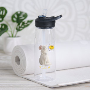 Bouteille D'eau Vérifiez MEO Chat Blanc avec Casque – Personnalisé