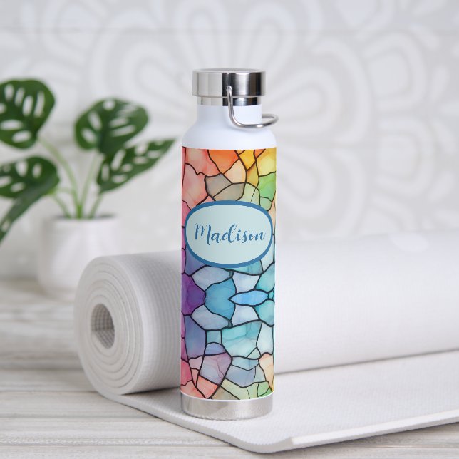 Bouteille D'eau Verre tendu Look Rainbow Alcool et Encre (Yoga)