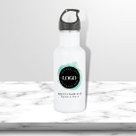 Bouteille D'eau Vert aquarelle personnalisée Entreprise Logo Entre<br><div class="desc">Faites la promotion de votre entreprise avec cette bouteille d'eau cool,  avec aquarelle verte,  logo et texte personnalisés. Ajoutez facilement vos détails en cliquant sur l'option "personnaliser".</div>