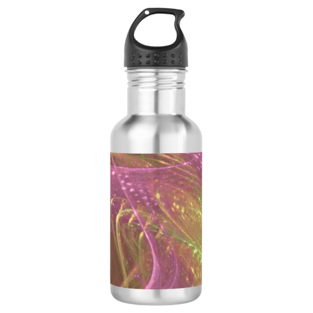 Bouteille d'eau Vert Magenta Asymétrique Fractale (Devant)