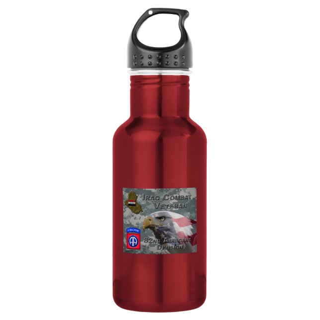 Bouteille D'eau Vétéran de combat de la 82e division aéroportée en (Devant)