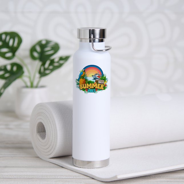 Bouteille D'eau Vibes estivales tropicales (Yoga (pivoté))