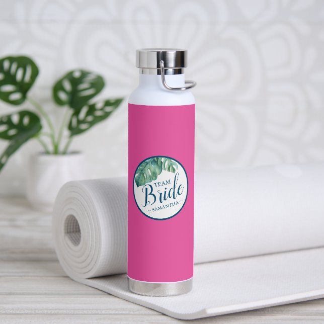 Bouteille D'eau Vibrant rose et blanc Personnalisé (Yoga)