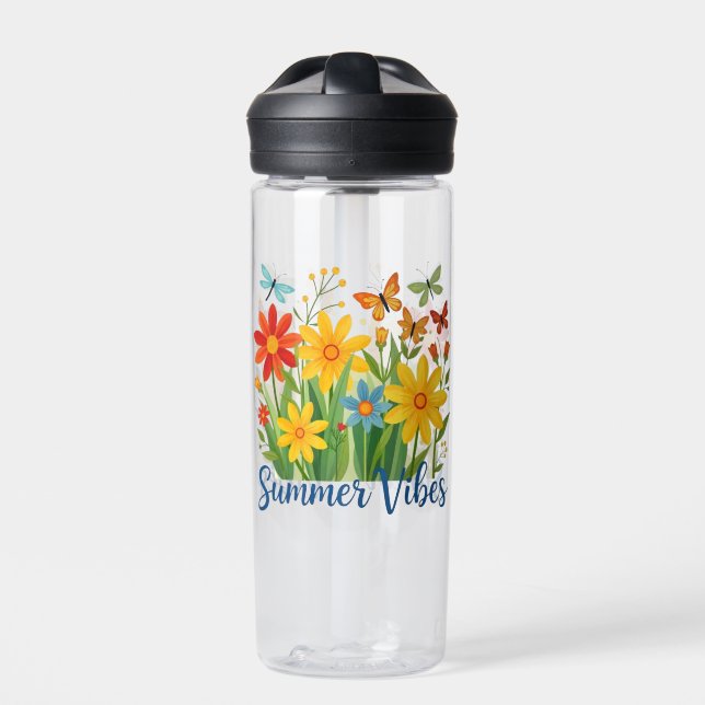 Bouteille D'eau Vibrations d'été Floral avec Papillons (Extérieur)