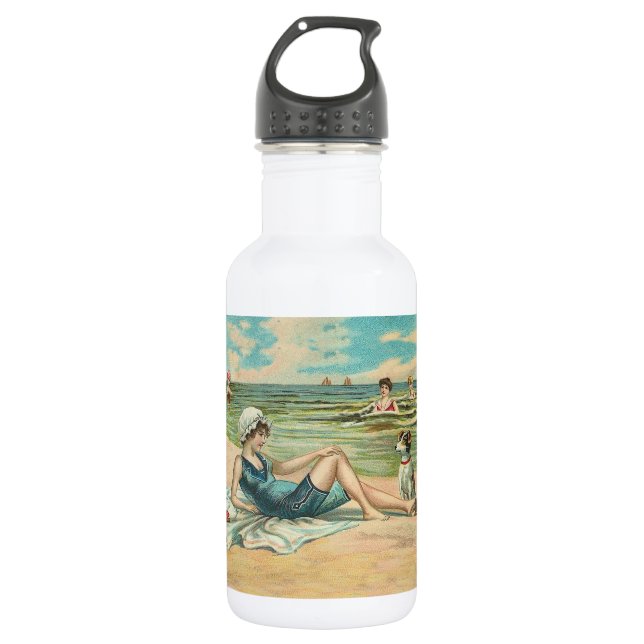 Bouteille D'eau Victorian Beach Swim Girl Ocean Summer Vacances (Devant)