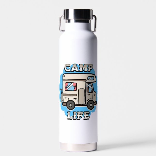 Bouteille D'eau Vie de camp | Camper Retro Personnalisé (Avant)