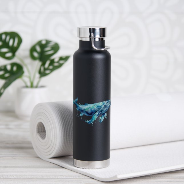 Bouteille D'eau vie marine couleur eau (Yoga (pivoté))