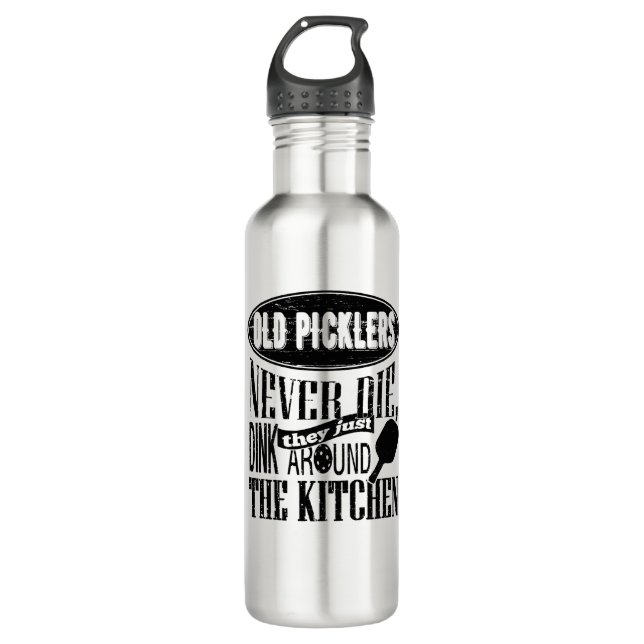 Bouteille D'eau Vieux Picklers ne meurent jamais Pickleball (Devant)