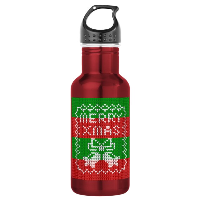 Bouteille D'eau Vilain pull motif sonnettes Joyeux fils Xmas (Devant)