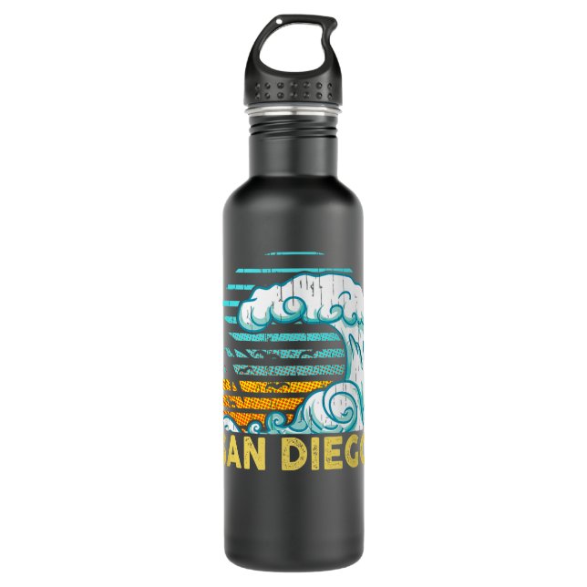 Bouteille D'eau Vinatge San Diego Wave Retro Surfing Surf Souvenir (Devant)