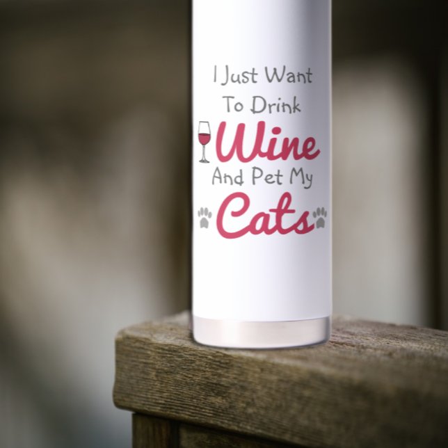 Bouteille D'eau Vins et chats (Créateur téléchargé)