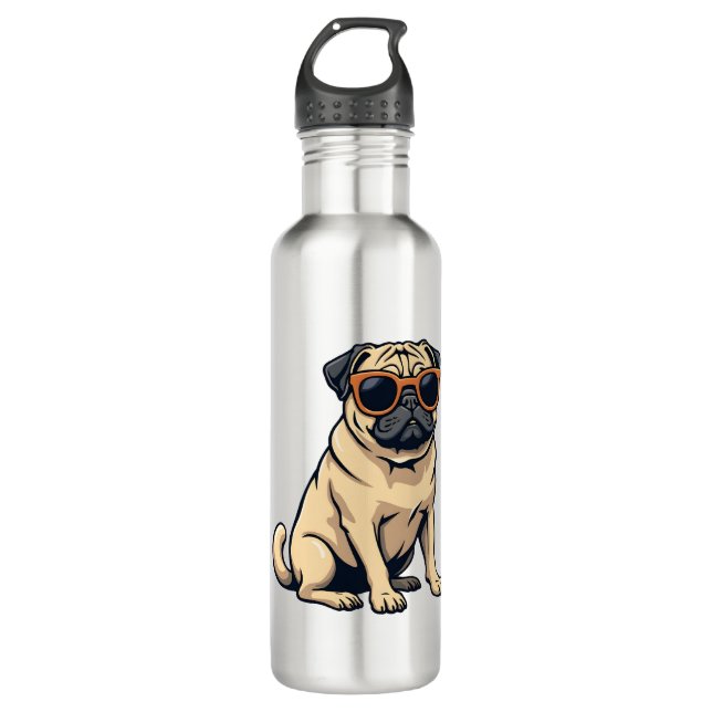 Bouteille D'eau Vintage Dabbing Pug with Sunglasses Funny Dog Vect (Devant)