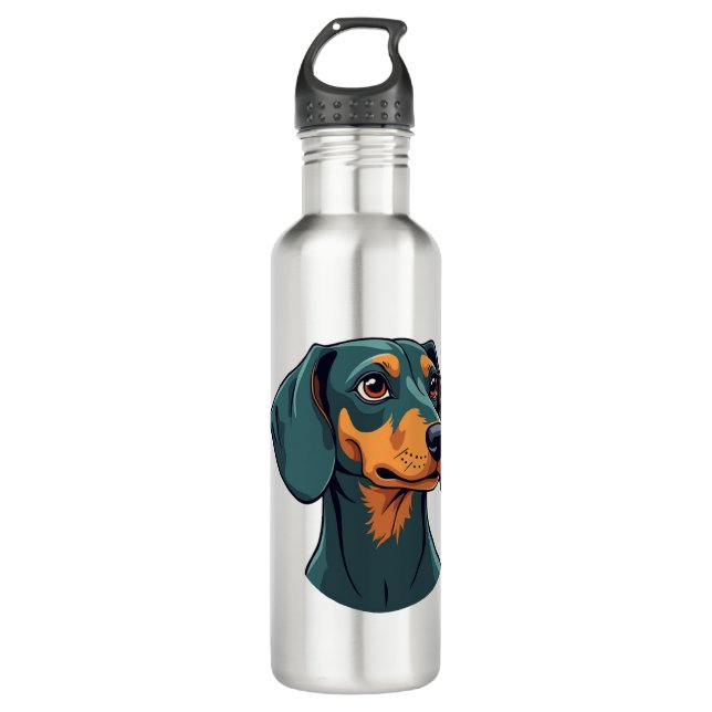 Bouteille D'eau Vintage Dachshund Portrait Art Retro Dog Illustrat (Devant)