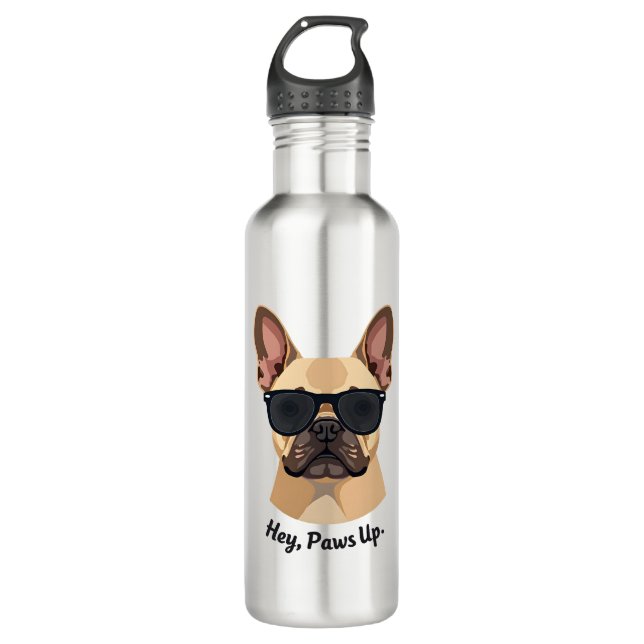 Bouteille D'eau Vintage Hey, Paws Up French Bulldog Sunglasses Gra (Devant)