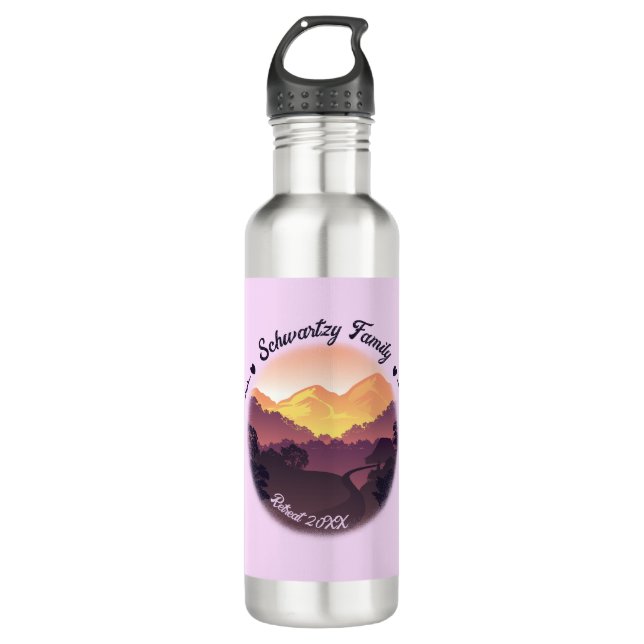 Bouteille D'eau Vintage Purple Jaune Farmhouse Mountain Sunset (Devant)