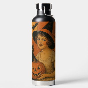 Bouteille D'eau Vintage/rétro Happy Halloween sorcière, chat, citr