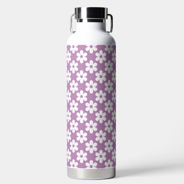 BOUTEILLE D'EAU VIOLET AVEC FLEURS DE DAISY BLANCHES (Avant)