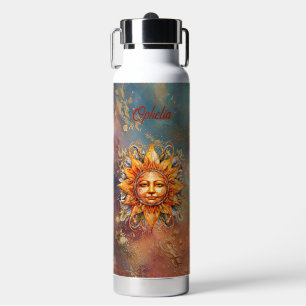 Bouteille D'eau Visage de Soleil Cosmique Art Numérique Personnali