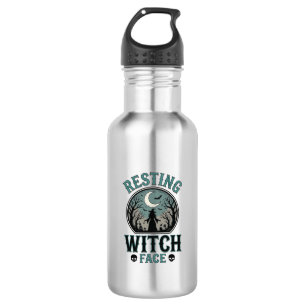 Bouteille D'eau Visage de sorcière au repos design Halloween vinta