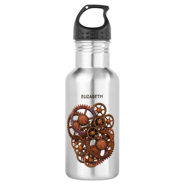 Bouteille D'eau Vitesses rouillées en métal de Steampunk avec des (Devant)